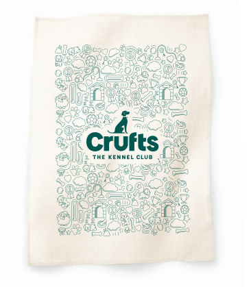 Crufts Doodle Tea Towel - Green