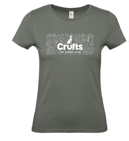 Crufts Ladies Doodle T-Shirt - Khaki